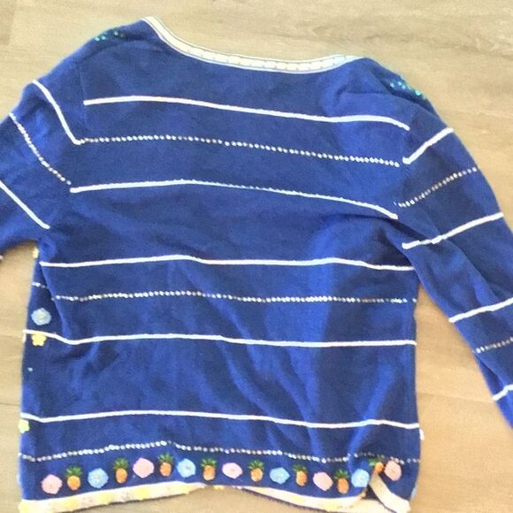 Vintage JUST B Berek Artsy Island Palm Tree Sequined Life Cardigan Sweater - Picture 3 of 5